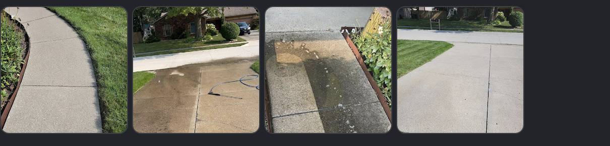 Driveway and sidewalk cleaned by Revitalized Exteriors