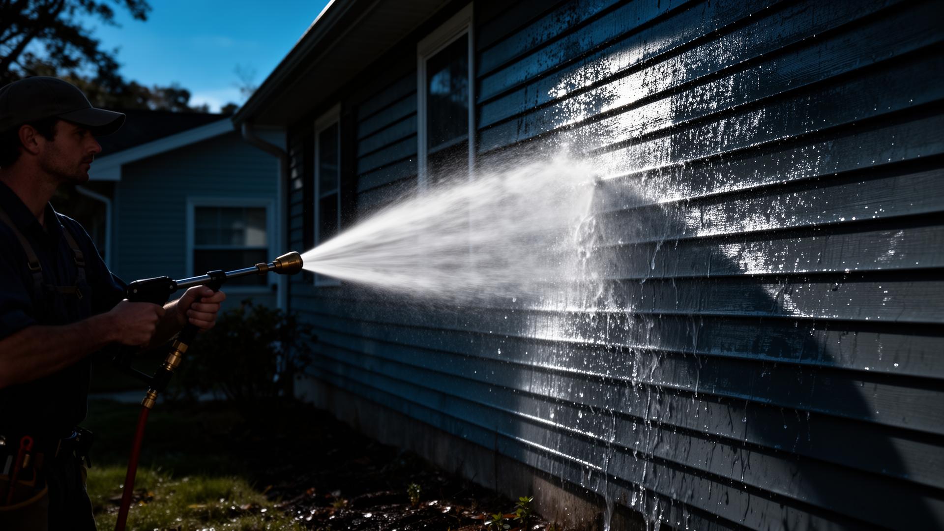 Pressure washing a home exterior